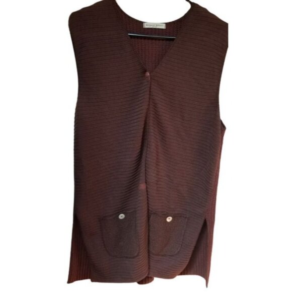 Margaret Winters Sweaters - Margaret Winters Womens Large Brown Vest Vintage Sweater One-Button Lightweight